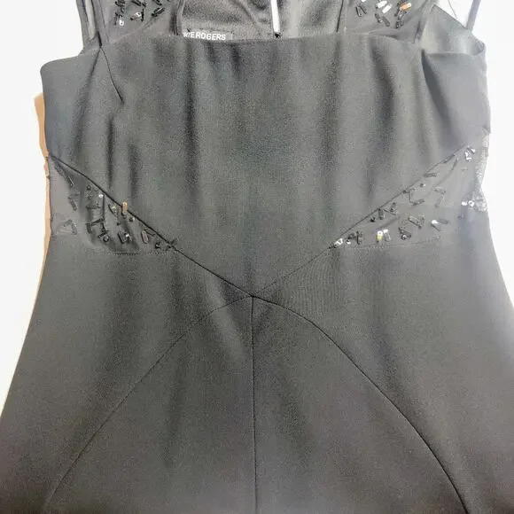 Vtg Jackie Rogers Silk Beaded Whimsigoth Black Sequin Fairy Grunge Prom Dress 6 - Picture 5 of 13